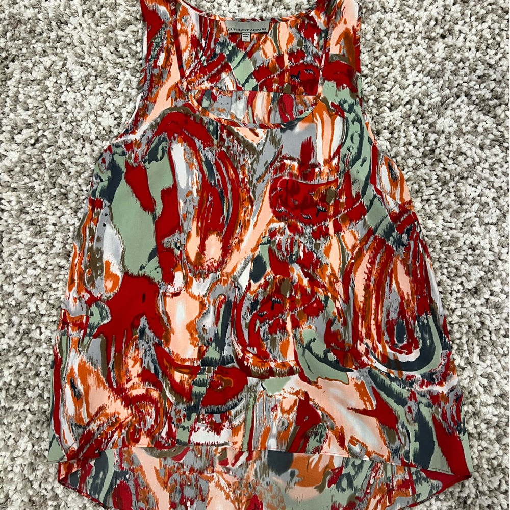 LARGE, Red Multi color sleeveless blouse